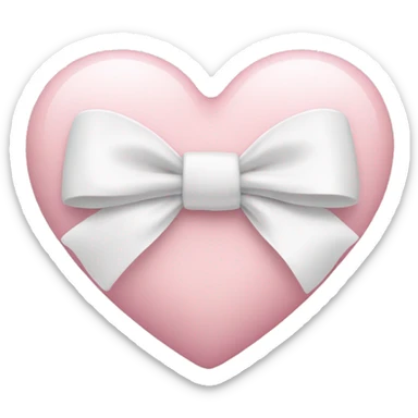 Pastel pink heart with white bow sticker