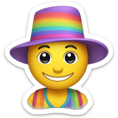 happy smiley hat rainbow sticker