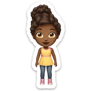 black babysitter with a puff and brown hair little girl sticker