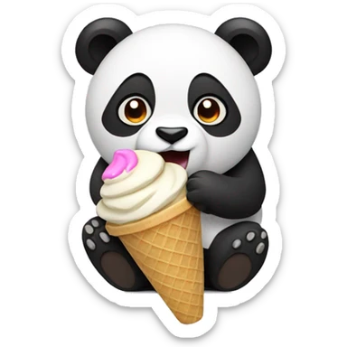 Panda eating ice cream sticker