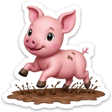 Baby Running Piglet – small pig dashing with tiny hooves lifted sticker