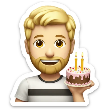 Blond Boy with beard with a cake Birthday  sticker