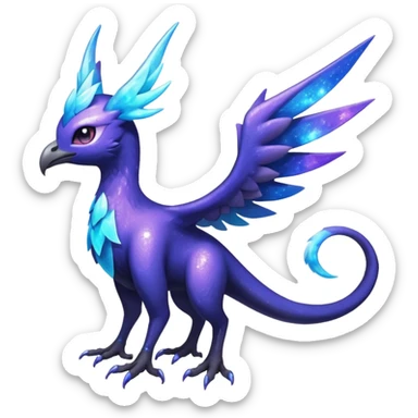Starlit Glimmer-Blue Galaxy-Haloed Luminous Astral Feathered Noivern-Lunala-hybrid-creature (full body) sticker