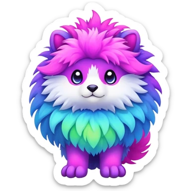 Neon-colored Cute Colorful Fionbri-creature (full body) by Falvie sticker