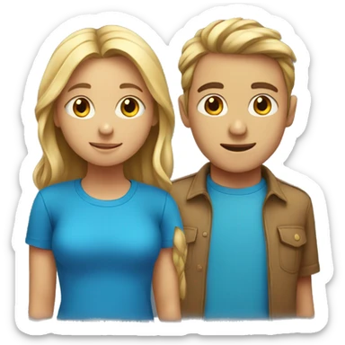 boy and girl with a blue tshirt sticker