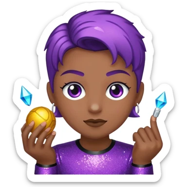 Glitter Roxo e Ciano Mão apontando para direita sticker