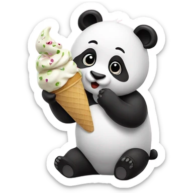Panda eating ice cream sticker