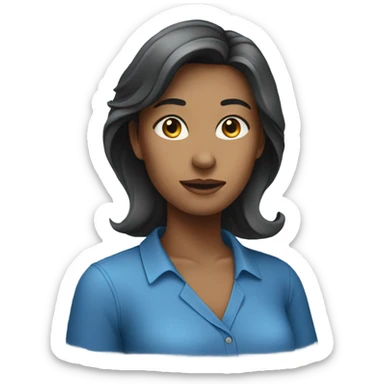 blue shirt solo female portrait sticker