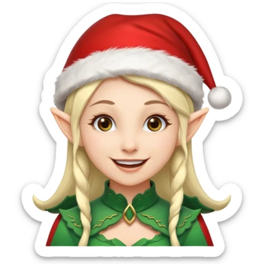 A female elf with santa hat sticker