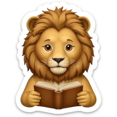 lion reading a book sticker