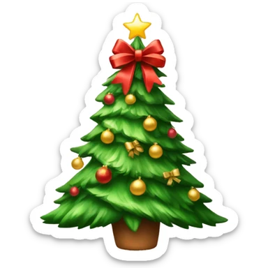 a beautiful Christmas Tree with a bow in peak  sticker