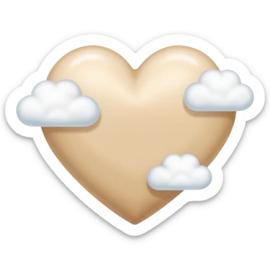 beige heart + cloud sticker