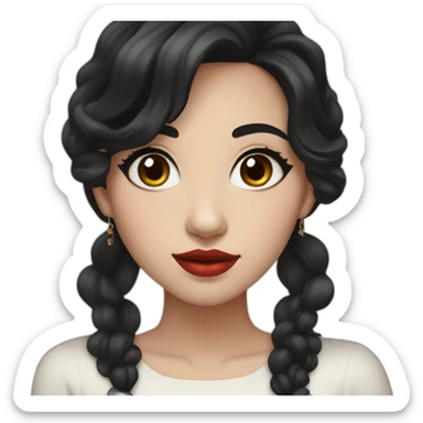 Beautiful woman,Black hair,wavy hair，long hair,White skin,oval face,big eyes,Blackeyes,Red lips,Chinese sticker