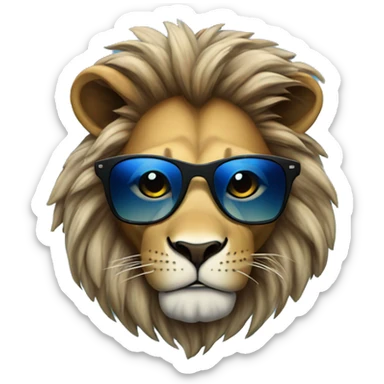 Lion w sunglasses on and blue smoke around head sticker