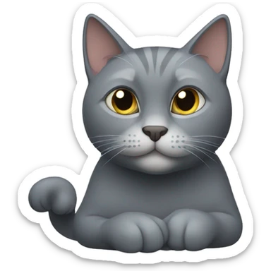 a gray cat in a hush pose sticker