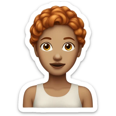 Beautiful woman with ginger hair and light skin, with freckles, dark brown eyes sticker