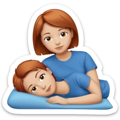 a woman, alone, short hair, light skin, auburn hair, laying on her side sticker