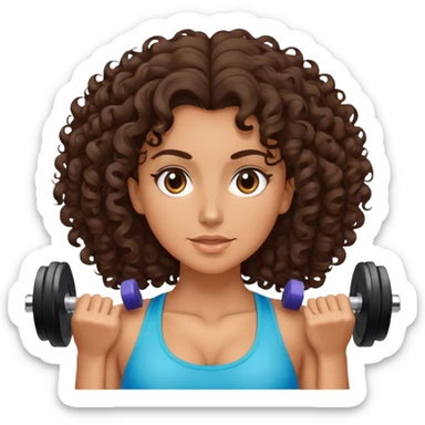 brunete curl medium hair woman working out sticker