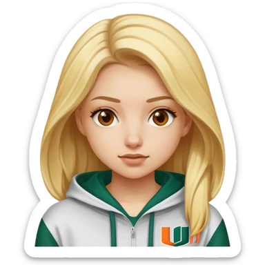 Blonde girl in University of Miami hoodie sticker