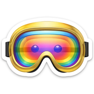 gold simulation rainbow visor goggles sticker