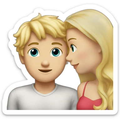 A blond boy who kisses a pretty blonde girl with a heart above their heads  sticker