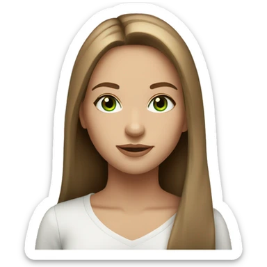 beautiful girl green eyes straight light brown hair sticker