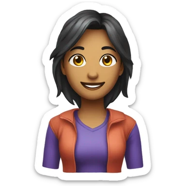 Uma rapariga a jogar um jogo num computador  sticker