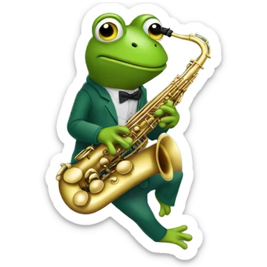 une grenouille qui joue du saxophone sticker