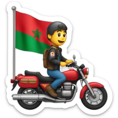 quelqu'un sur une moto avec le drapeau du Maroc derrière sticker