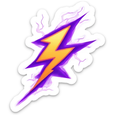 A PURPLE LIGHTNING BOLD WITH FIRE sticker