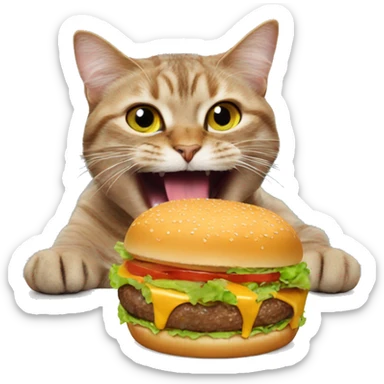 Cat eating burger  sticker