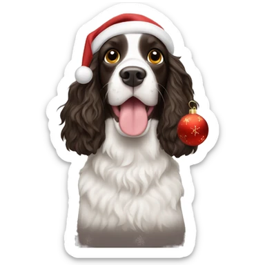 springer spaniel with christmas  sticker