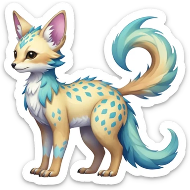 Epic Feral Rare Fantasy shiny colorful pastel Vernid-Trico-species by LiLaiRa, random markings, tufted tail, tufted ears, full body sticker