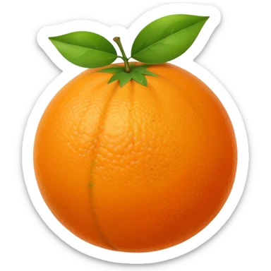 Orange fruit with leaf flat  sticker