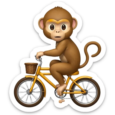 monkey sitting as if he was on a bike but no bike sticker