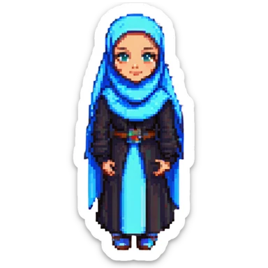 hijabi girl, pixel art style, retro, 8-bit sticker