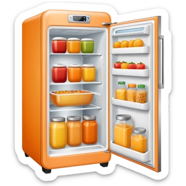 Hi refrigerator ! 
light orange color 
size: 512*512 
inside: full of food sticker