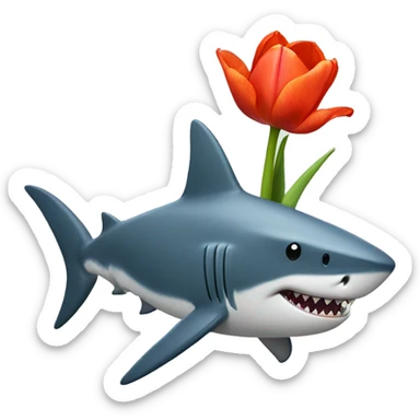 Shark with a tulip in his fin sticker