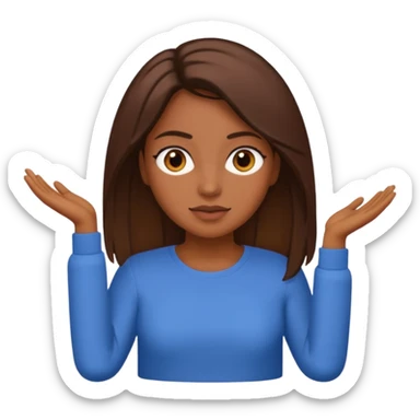 create an emoji, brown long sleeves, for women, now human sticker