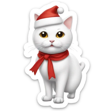 White cat santa claus with a ballerina dress sticker