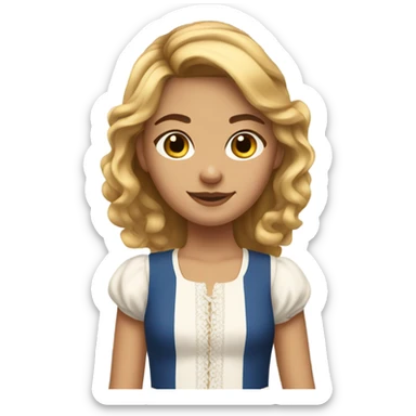 Beautiful 20 years old girl with brunette-golden hair in a French summer dress sticker