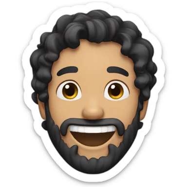 Man laughing with black beard and short wavy black hair sticker
