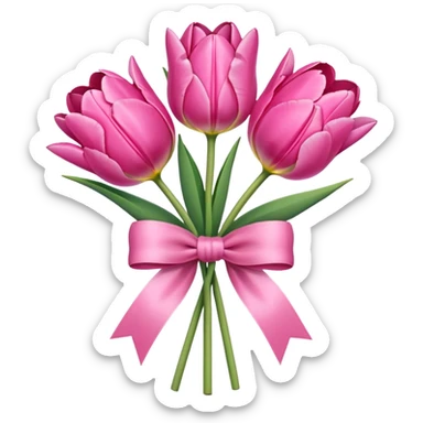 Pink tulips with a bow sticker
