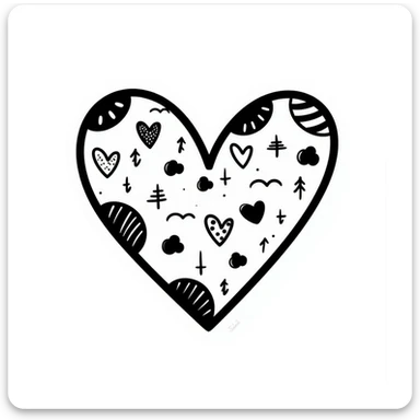 heart hand drawn doodle style sticker
