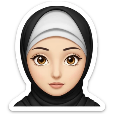 hijab with dark brown eyes and long lashes with and light  skin sticker