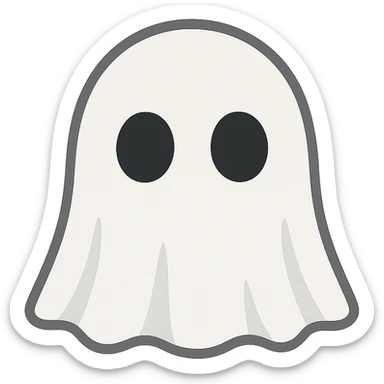 face with ghost sheet emoji, digital illustration, no background sticker
