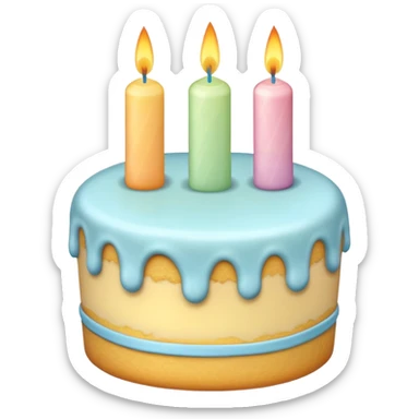 1 layer pastel birthday cake with one candle  sticker