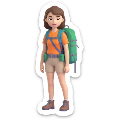 A white girl with brown hair, backpacking in the mountains sticker
