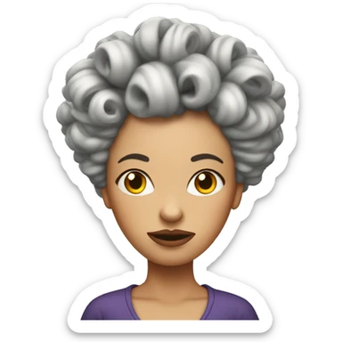 Cranky woman with curlers in her hair sticker