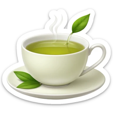 White tea cup with leaf on the plate but not on the tea sticker